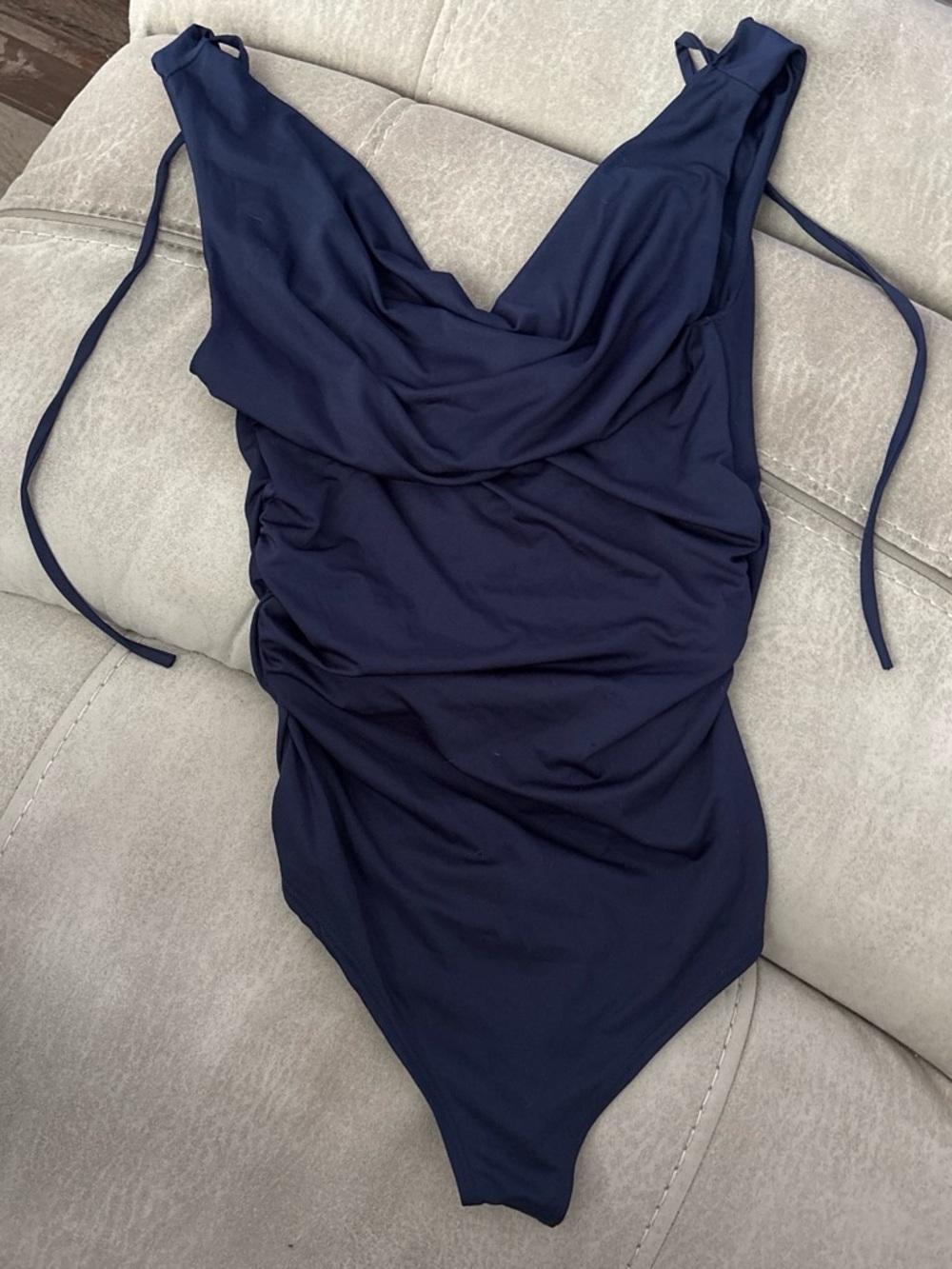 Navy Cowl Neck Women's Top - Classic Sleeveless Style